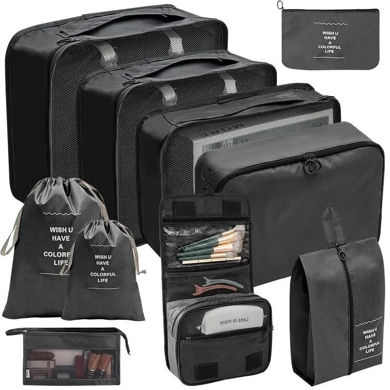 7/10 Pcs Set Travel Organizer Storage Bags Suitcase Packing Cubes Cases Portable Wardrobe Luggage Clothes Shoe Pouch Fold