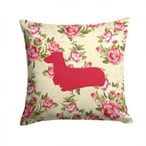 Carolines Treasures Dachshund Shabby Chic Yellow Roses Fabric Decorative Pillow 14Hx14W multicolor