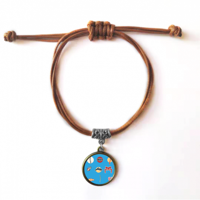 Human Joint Illustration Bones Bracelet Leather Hide Rope Wristband Brown Jewelry