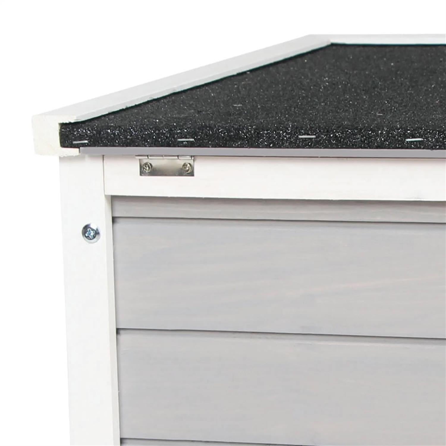 Kadyn 17" Wooden Rabbit Hutch with Openable & Waterproof Roof, Outdoor Bunny Cage for Cats, Bunnies, Guinea Pigs, Grey