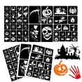 thumbnail image 1 of Kit de plantillas de tatuajes con purpurina XMASIR Halloween para niños, 45 unidades, 1 of 7