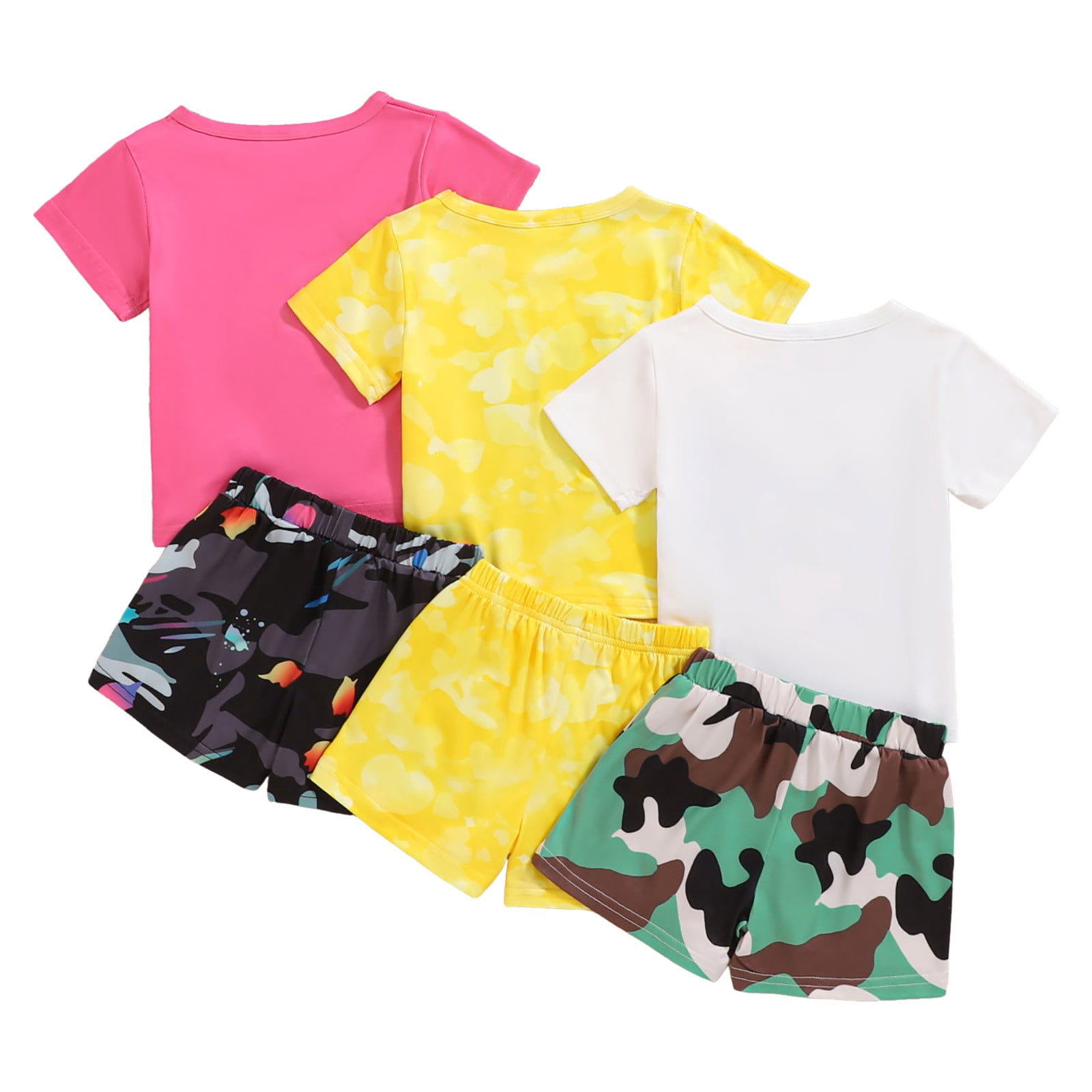 Zshosam Toddler Girl Summer Clothes Girls Short Sleeve T-Shirt and French Terry Shorts Set for Toddlers to Big Kids Size 9 12 Months,(Yellow 9-12 Months)