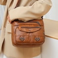 thumbnail image 6 of Crossbody Bags for Women Pocketbooks Soft PU Leather Purses and Handbags Multi Pocket Vintage Shoulder Bag with Heart Decor Brown, 6 of 9