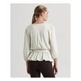 thumbnail image 2 of LAUREN RALPH LAUREN Womens Ivory 3/4 Sleeve Surplice Neckline Peplum Top S, 2 of 3