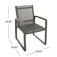 thumbnail image 3 of GDF Studio Aubery Outdoor Mesh Dining Chairs with Aluminum Frame, Set of 2, Gray, 3 of 7