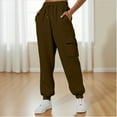 thumbnail image 2 of BODOAO Women's Sweatpants Baggy Cotton High Waisted Cinch Bottom Joggers with Pockets Casual Cute Lounge Workout Sweat Pants Thin Loose Sweatpants Comfortable Pants with Pockets Sweatpants Brown S, 2 of 9