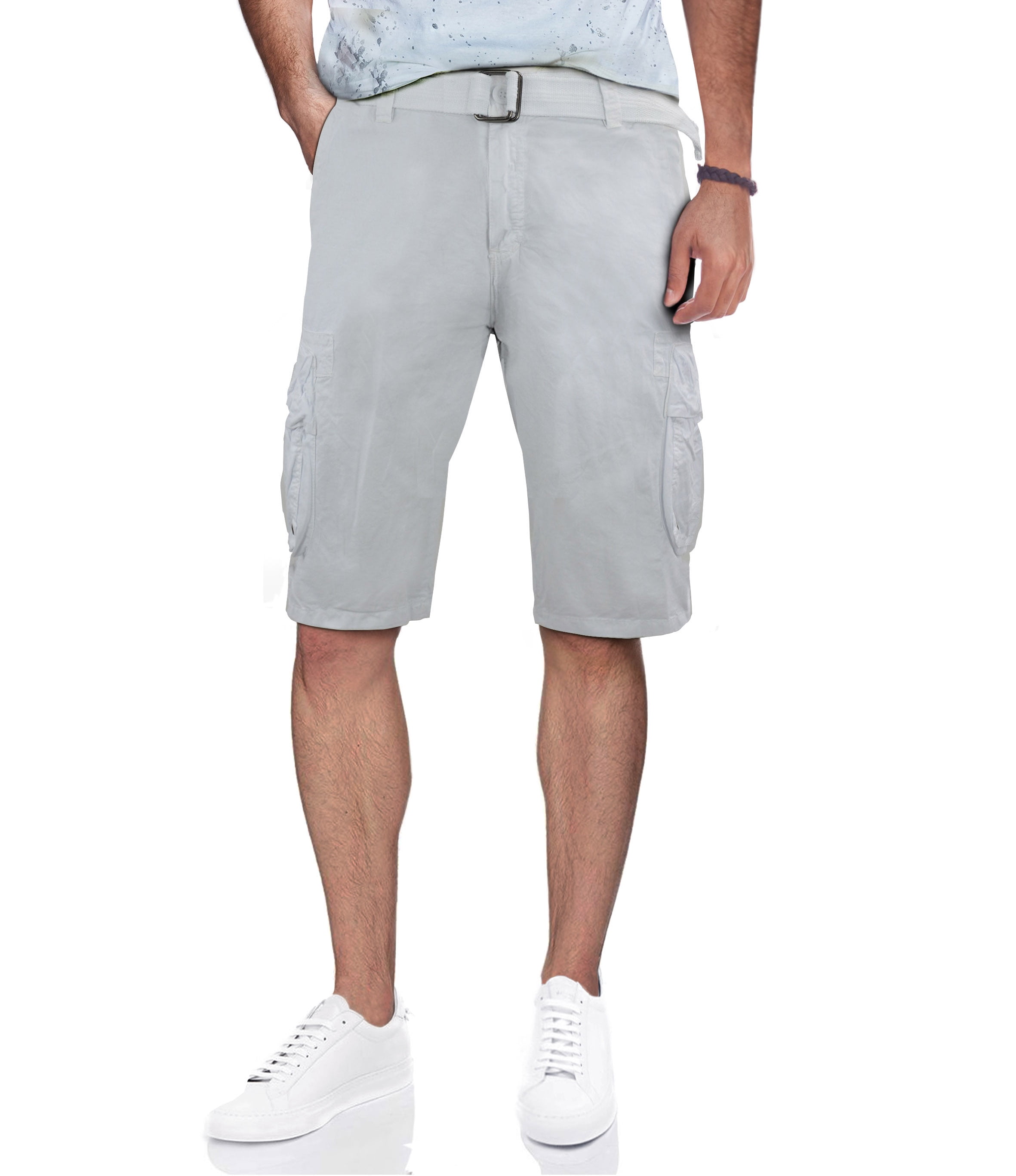 RawX Men's Belted Grommet Cargo Shorts 