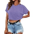 thumbnail image 5 of Sherrylily Women Crop Top Casual Crewneck T-Shirts Loose Fashion Tee with Pockets S-2XL, 5 of 7