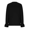 thumbnail image 5 of ATOYSOY Outwear Solid Color Pullover V Neck Shirts Fall Winter Loose Blouse for Women Casual Dress Sweatshirts Long Sleeve Tops Trendy Black L, 5 of 6