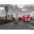 thumbnail image 2 of Frank, Assaf 18x15 Gold Ornate Wood Framed with Double Matting Museum Art Print Titled - Bicycle with bunch of flowers on Westminster Bridge, London, UK, 2 of 4