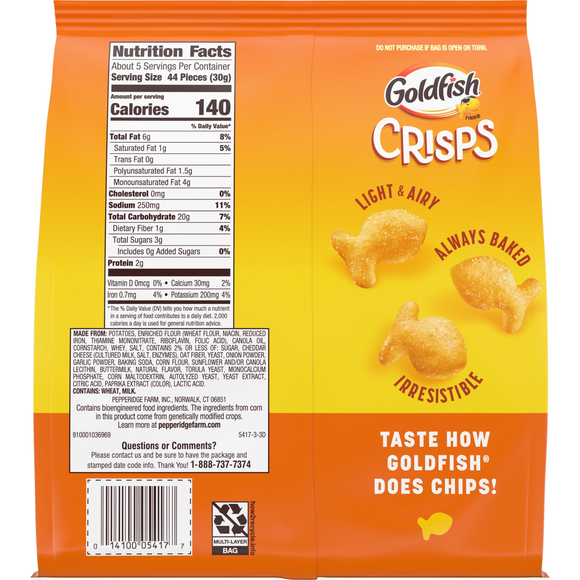 (3 pack) Goldfish Crisps Cheddar Cheese Baked Chip Crackers, 6.25 oz Bag