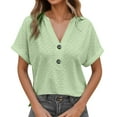 thumbnail image 3 of Kcolen Women's Dressy Casual Blouses To Wear with Jeans Summer Solid Color Short Sleeve T-Shirts V Neck Comfy Trendy Pullovers Loose Fit Fashion Blouse for Women, 3 of 6