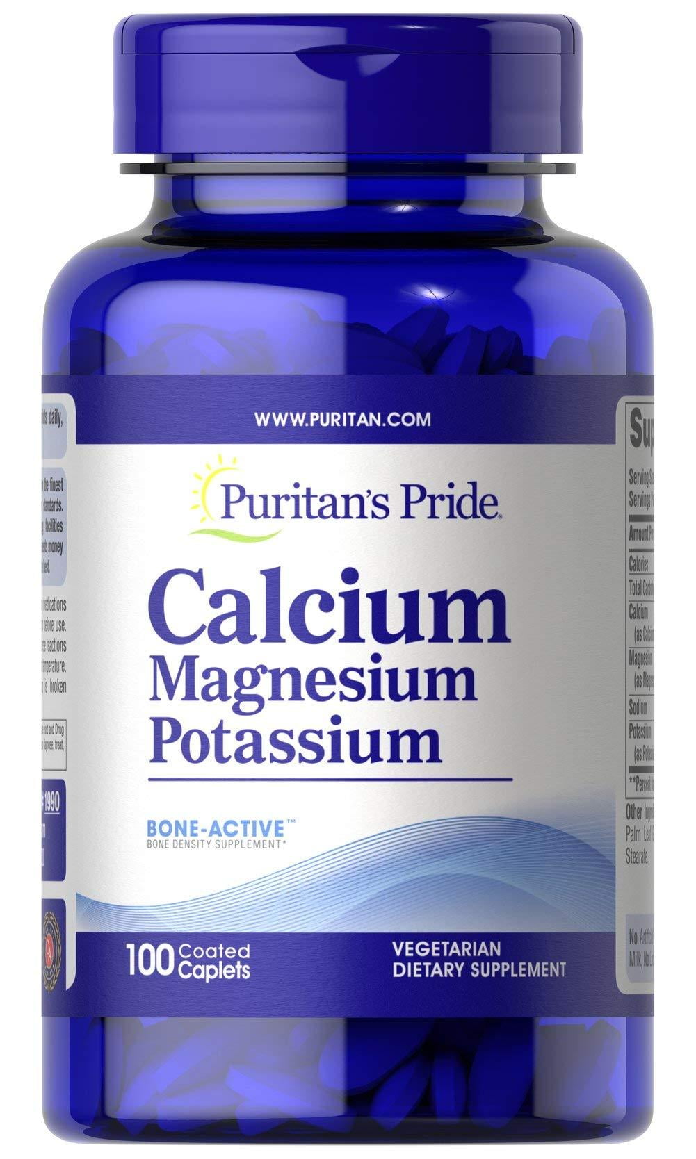 Puritan's Pride Calcium Magnesium and Potassium100 Caplets NEW