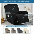 thumbnail image 3 of Stretch Recliner Slipcovers Jacquard Sofa Cover 4-Piece  Slipcover Furniture Protector Recliner Chair Cover with Storage Pocket for Living Room Black, 3 of 11