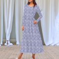 thumbnail image 2 of FrzhBrz Womens Maxi Dress Flowy Cute Floral Print Slim Crew Neck Long Dresses with Pockets, 2 of 7