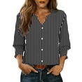 thumbnail image 3 of TaTaai Women's Fashion Spring And Summer Button Up Cardigan 3/4 Quarter Sleeve Jacket V-neck Top/shirt Gift, 3 of 6