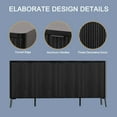 thumbnail image 6 of 63 Inch Black Fluted Buffet Cabinet, 4-Door Modern Sideboard Storage Credenza - Wood Accent Console for Living Room/Kitchen/Entryway, 6 of 7