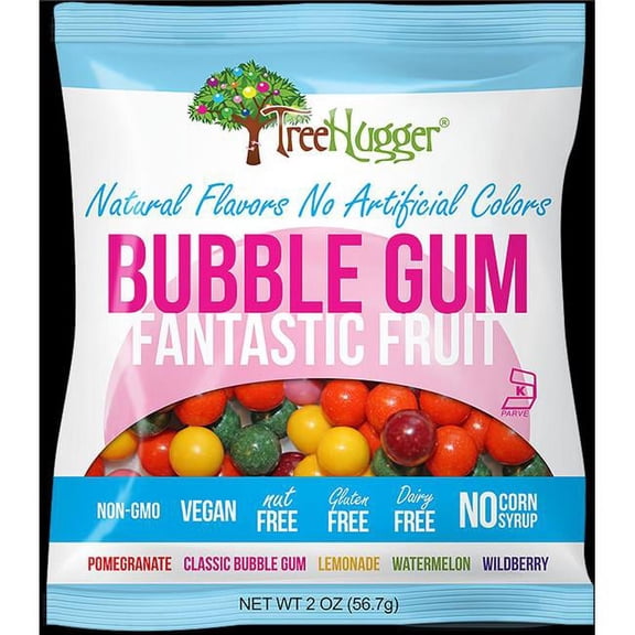 Tree Hugger All Natural Bubble Gum 2 oz Bag Fantastic Fruit, 12 pack