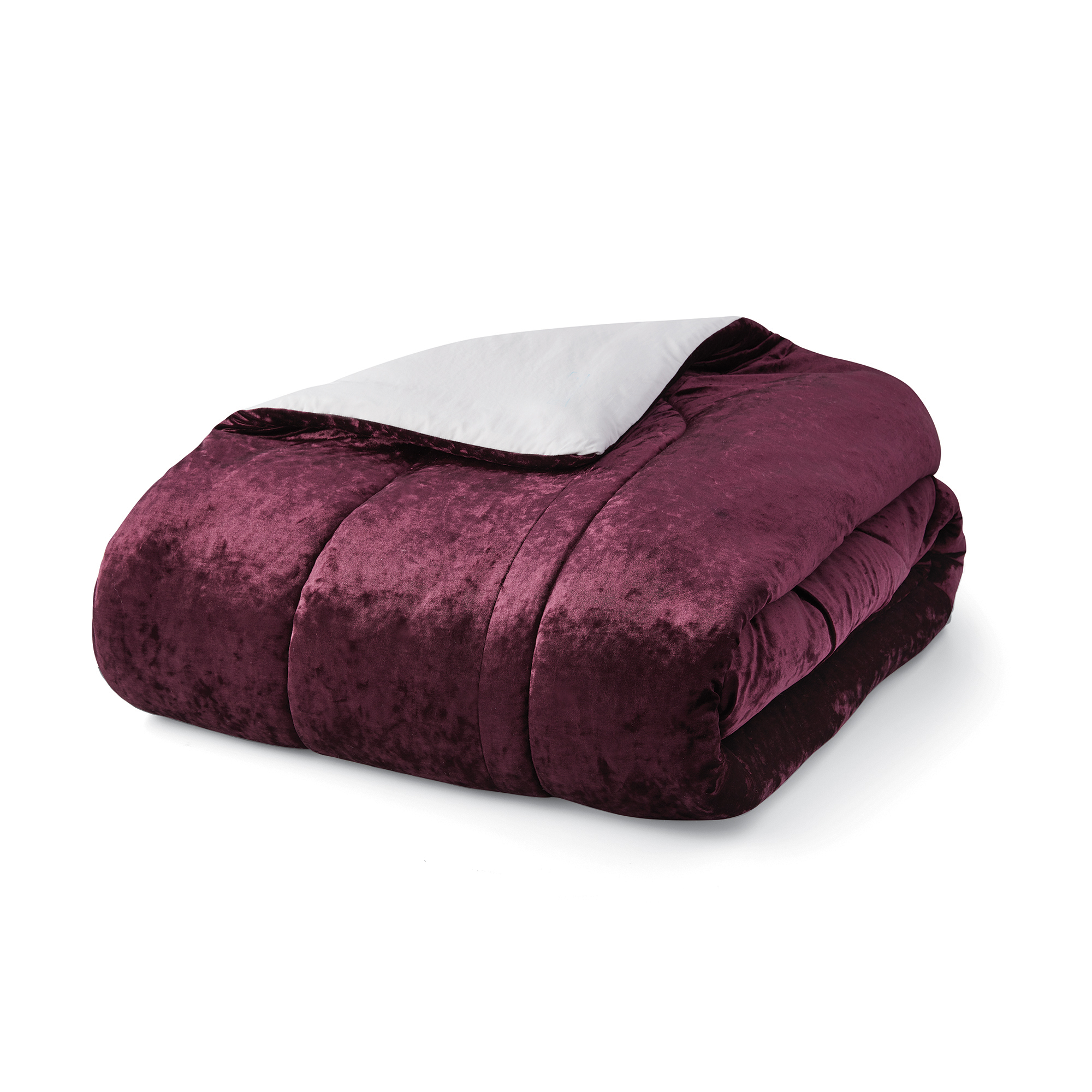 Mainstays Purple Velvet 10-Piece Bed in a Bag Comforter Set With Sheets, Queen (Adult)