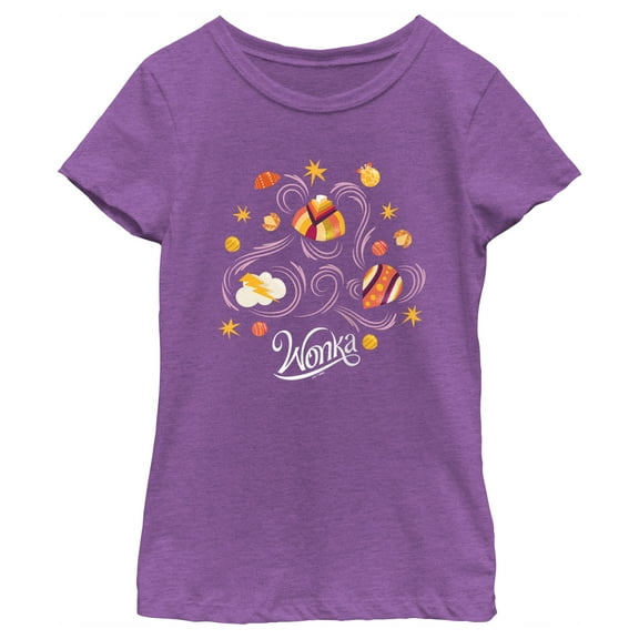 Girl's Wonka Chocolates Graphic Tee Purple Berry Medium