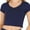 NAVY, variant on Women's Casual Slim Fit Short Sleeve V- Neck Basic Crop Top T Shirts
