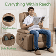 thumbnail image 6 of Power Lift Recliner Chair for Elderly with Heat & Massage, 160° Electric Adjustable PU Leather Recliner Sofa with Remote Control, Stand Assist, Cup Holder & Side Pockets for Living Room (Brown), 6 of 12