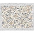 thumbnail image 1 of Vintage Tapestry, Oriental Scroll with Swirling Leaves with Eastern Design Inspirations, Wall Hanging for Bedroom Living Room Dorm Decor, 60W X 40L Inches, Beige Tan Slate Blue, by Ambesonne, 1 of 2