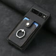 thumbnail image 3 of Compatible with Google Pixel 6, Classic Card Slots 360 Rotating Finger Ring Kickstand PU Leather + TPU Frame Magnetic Closure Back Case Cover for Google Pixel 6, Black, 3 of 6