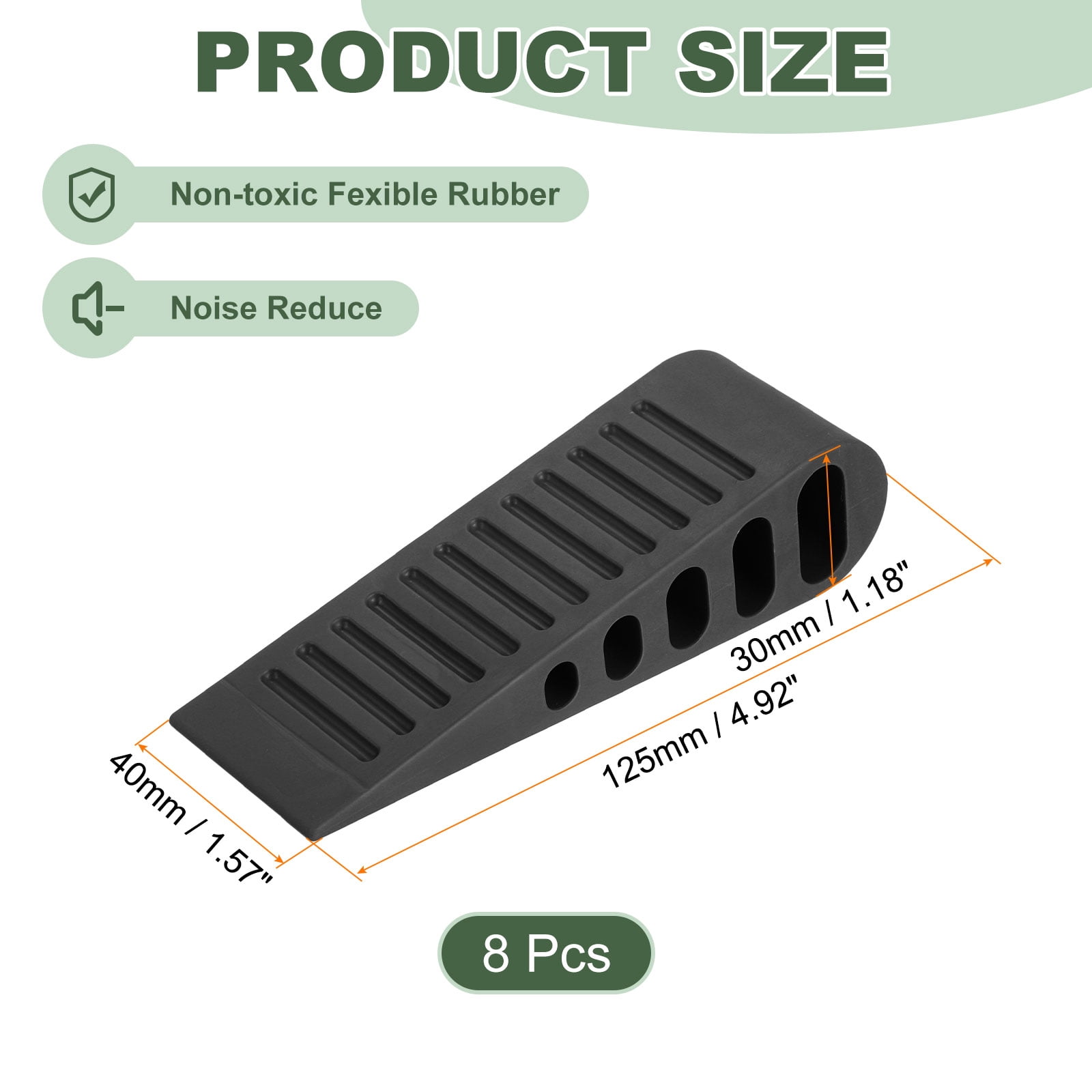Uxcell 8 Pack 1.18" TPR Door Stoppers with Holder for Bottom Door Stop Wedge, Black