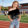 thumbnail image 6 of SGFCWSX Girls T Shirts One Shoulder Short Sleeve Graphic Print Casual Loose Fit Fashion Summer Tops for Kids Gray Size 7, 6 of 9
