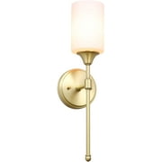 Wall Sconce, Bathroom Vanity Light with Glass, Classic Wall Fixture Satin Brass Finish