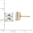 thumbnail image 4 of Solid 14k Yellow Gold 10mm Square CZ Post Earrings - 11mm, 4 of 6