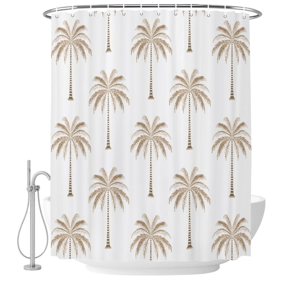 72x78 Inch Shower Curtain Beige Palm Trees Bathroom Decor, Waterproof Fabric Bathtub Bath Curtains Decorative Tropical Summer Beach Botanical Extra Long Shower Curtain Set with Hooks