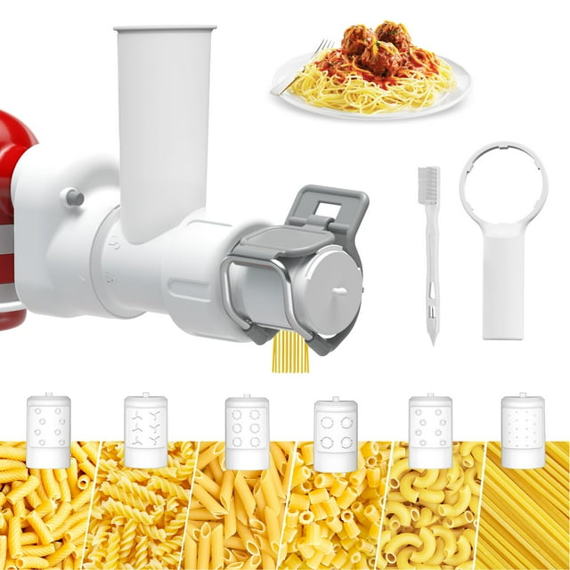 Accesorio para máquina de pasta para batidora de soporte Kitchenaid con 6 formas diferentes de salida de pasta, accesorios y accesorios duraderos para Kitchenaid, apto para lavaplatos