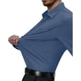 thumbnail image 4 of sogami Mens Wrinkle-Free Long Sleeve Button-up Shirt Regular Fit Solid Collared Blue Dresses Shirt Casual, 4 of 7