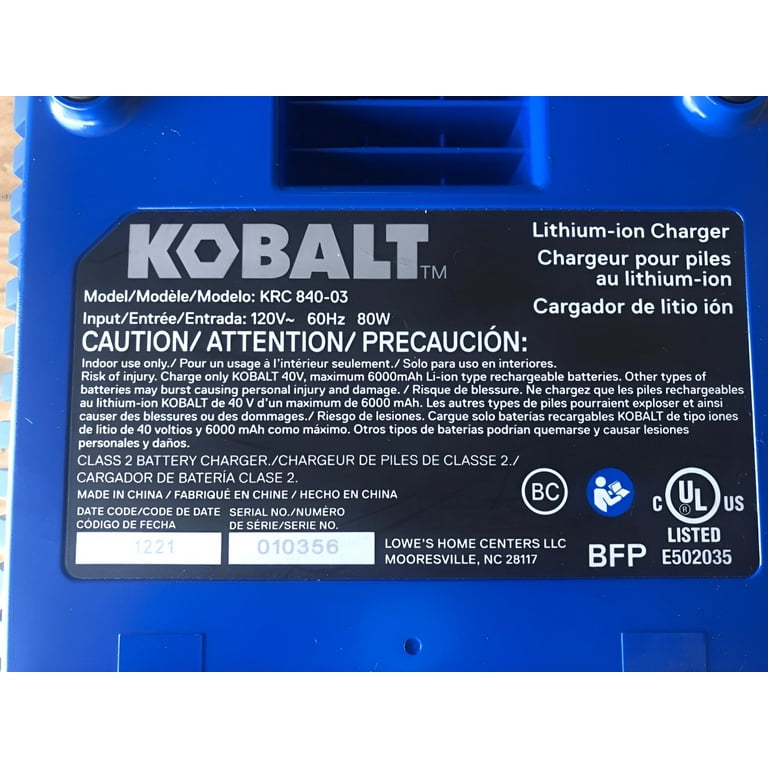 Kobalt battery charger hotsell