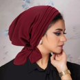 thumbnail image 4 of CSChome Women Hat Women Head Wrap Solid Color Elastic Non-slip Floppy One Size Thread Head Protection Ethnic Chemotherapy Patients Hat Headwear, 4 of 7