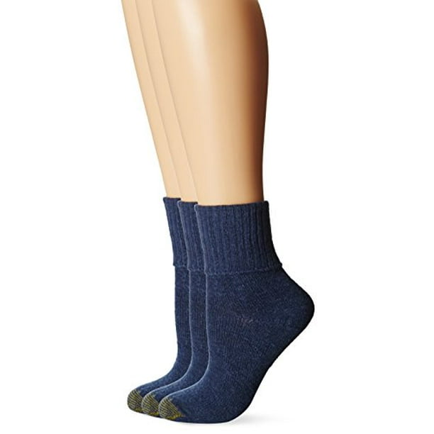 Gold Toe Women's 3Pack Bermuda Turn Cuff Sock Denim 911 (Shoe Size 6