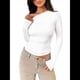 thumbnail image 1 of Blusas de Mujer con Hombros Descubiertos, Elegantes, de Larga, Asimétricas, Ajustadas, para Salir, de Otoño, con Frunces. Crema S, 1 of 8