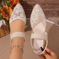 thumbnail image 5 of Purcolt Womens Floral Embroidery Mesh Slingback Flats Dressy Casual Pointed Toe Slip On Ballet Shoes Comfort Soft Sole Dress Shoes with Elastic Ankle Strap, 5 of 9