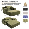 thumbnail image 2 of PUKNLY 60" Oversized Chaise Lounge Chair, 70" Boneless Corduroy Cloud Couch with 4 Pockets, 3 Pillows & 2 Cup Holders, Deep Seat Sleeper Sofa Bed for Living Room Bedroom Apartment, No Assembly,Green, 2 of 9