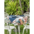thumbnail image 3 of Outdoor Tablecloth with Umbrella Hole for Patio/Picnic/Party/Camping, Sea Turtle Coastal Waterproof Table Cloth Round Cover Washable, Summer Nautical Starfish Coral Ocean (Dia 54"), 3 of 8