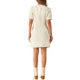 thumbnail image 3 of INSPIRE CHIC Women's Dress Tweed Crew Neck Short Sleeve Vintage Mini Shift Dresses XS Apricot, 3 of 6