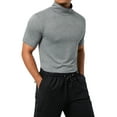 thumbnail image 4 of Blotona Men Basic T-shirts Tight-fitting Fashion High Neck Solid Color Short-sleeved Bottoming Shirt Slim Fit Turtleneck Tee Tops, 4 of 9