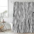 thumbnail image 6 of Black White Lines Shower Curtain Set - Standard 72" x 72" Washable Bathtub Curtain with 12 Hooks, Retro Stripes Texture Minimalist Art Waterproof Fabric Shower Curtains for Bathroom/Bathtub Décor, 6 of 6