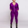 thumbnail image 2 of Ashirexll Two Piece Sets for Women, Outfits for Women, Solid Color Comfortable Casual Velour Hooded Zipper Top and Slim Foot Trousers 2 Piece Suit, 2 of 5