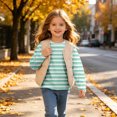 thumbnail image 5 of Jalioing Long Sleeve Striped T Shirt for Girls Fashion Cute Crew Neck Tee Shirt Spring Fall Casual Basic Tops 3-14 Years, 5 of 9