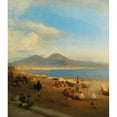 thumbnail image 2 of Albert Flamm 12x14 Black Ornate Wood Framed Double Matted Museum Art Print Titled: A View of the Gulf of Naples from Posilippo, 2 of 5