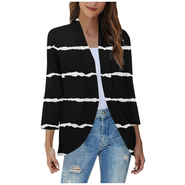 Pisexur Womens Jacket Open Front Cardigans Plus Size Jackets Coats Fall Jackets Women's Non Positioning Printed Fashionable Loose Lace Cardigan Top