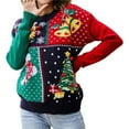 thumbnail image 2 of Womens Ugly Christmas Sweater Print Crew Neck Sweater Pullover Navy Blue L, 2 of 8